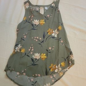 Green Floral Tank Top